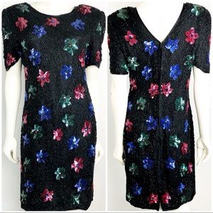 Night Vogue Dress Sequin Beaded Silk